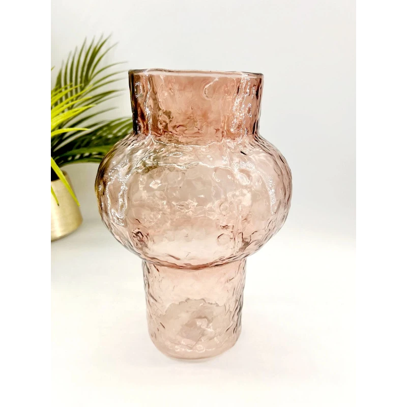 Vase en verre rose - 24cm
