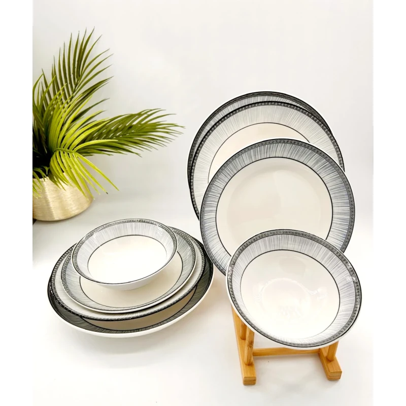 Service de table "Bleu Gris Élégant"