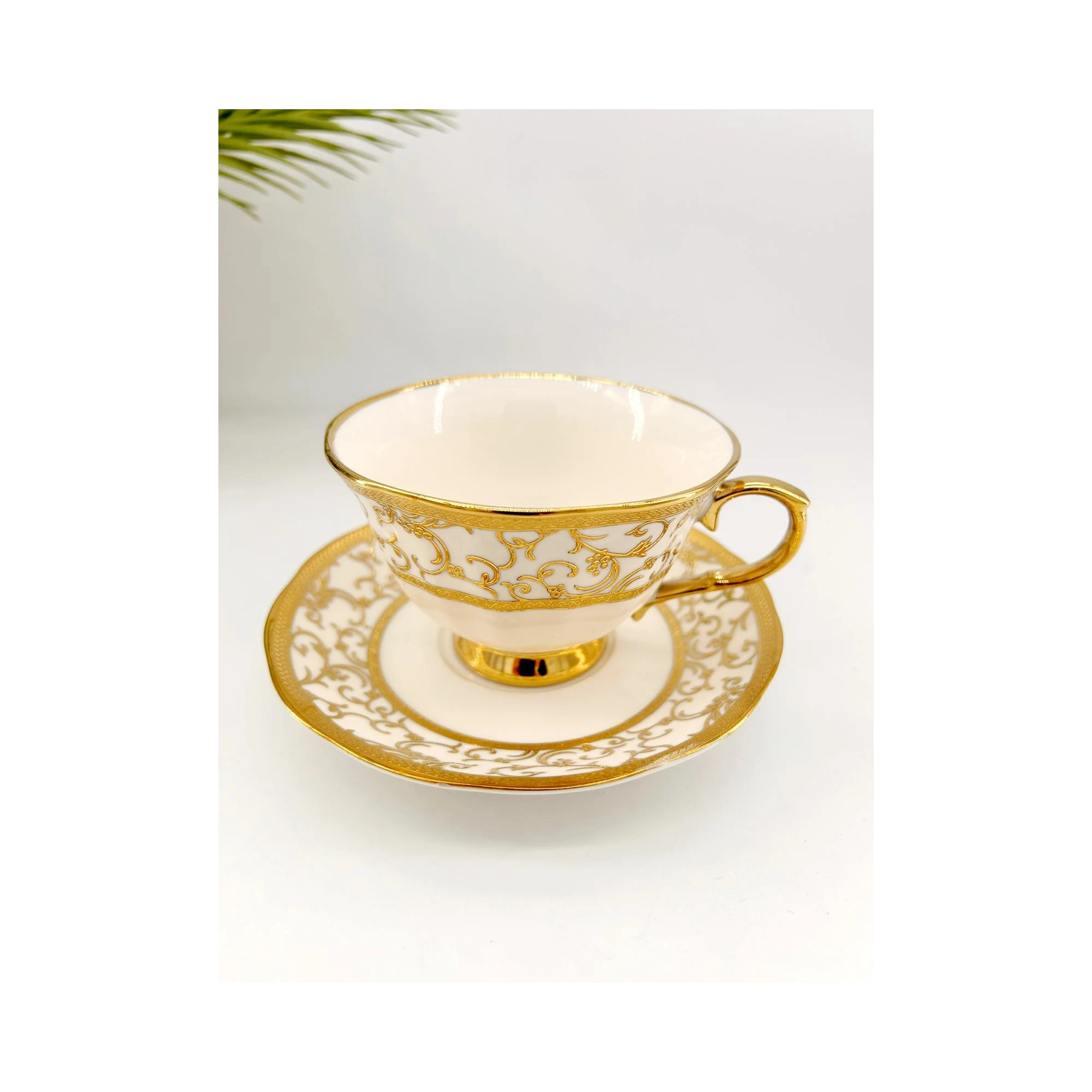 Ensemble 6 Tasses & 6 Sous-Tasses en Porcelaine