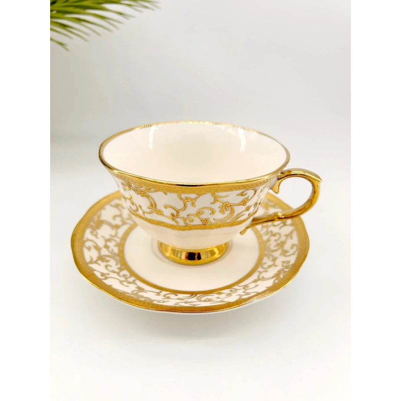Ensemble 6 Tasses & 6 Sous-Tasses en Porcelaine