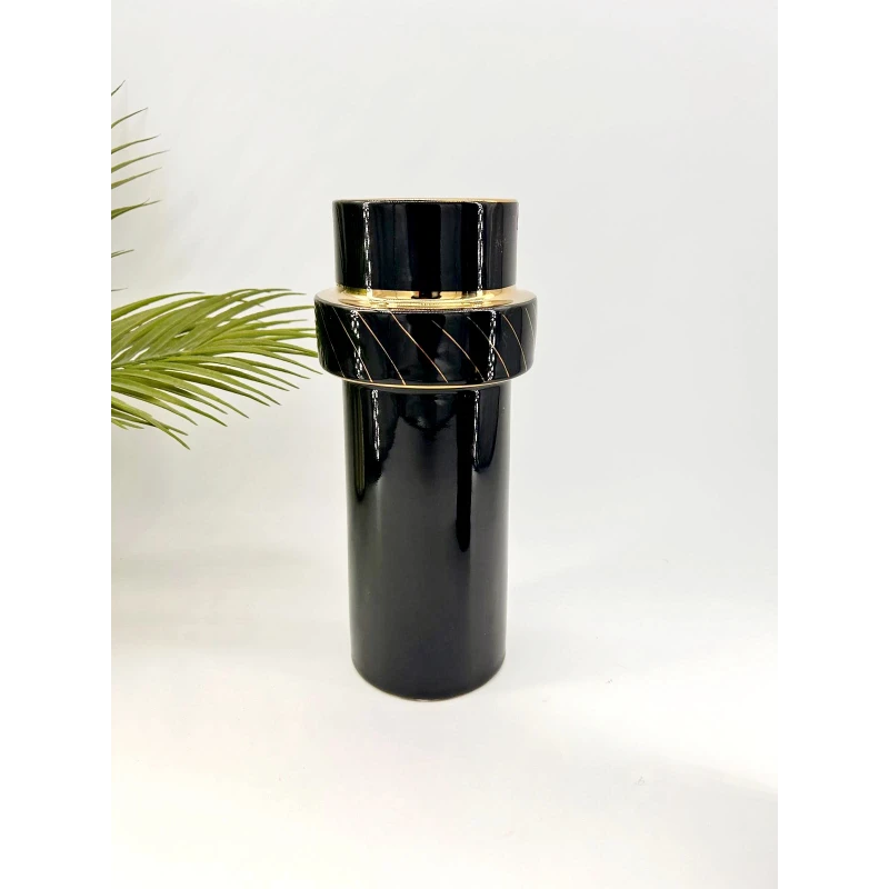 Vase Noir et Doré - Élégance Contemporaine