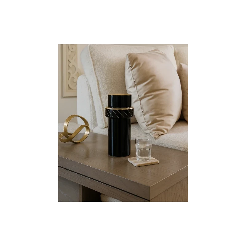 Vase Noir et Doré - Élégance Contemporaine