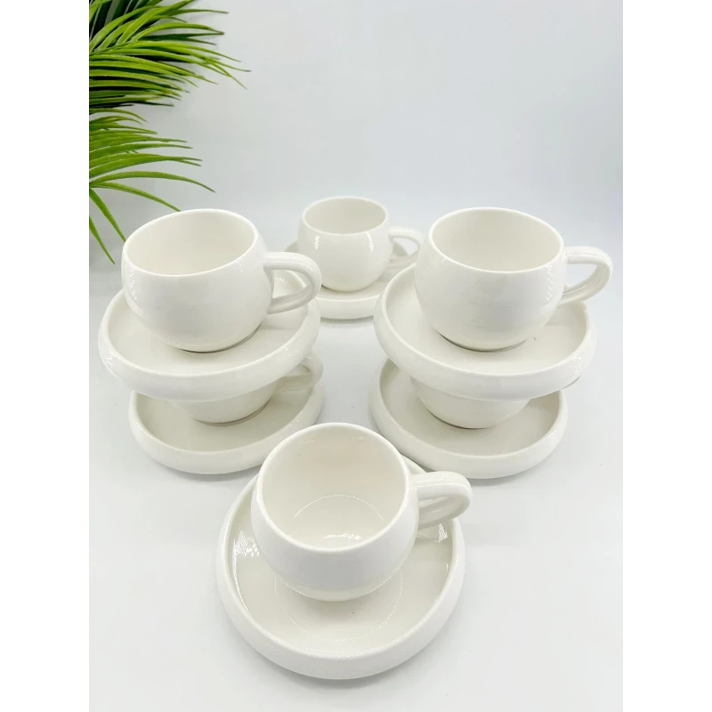 Set de 6 tasses à café avec soucoupes – Porcelaine raffinée