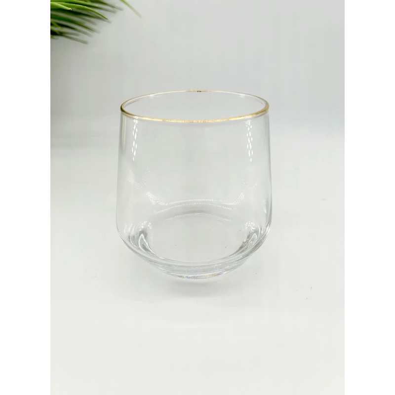 Verre cylindrique avec liseré doré – 330 ml, élégance minimaliste