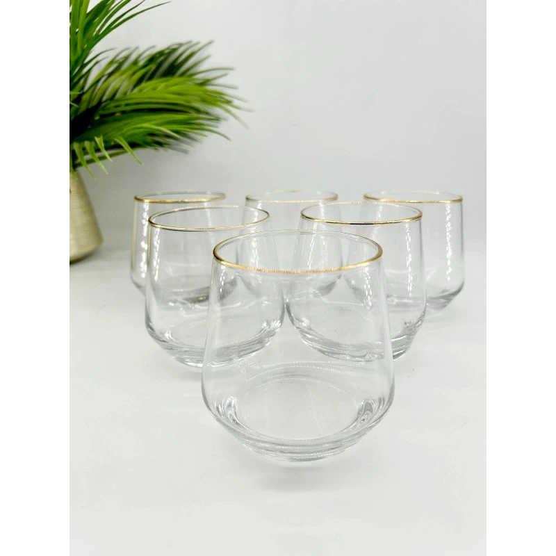 Verre cylindrique avec liseré doré – 330 ml, élégance minimaliste