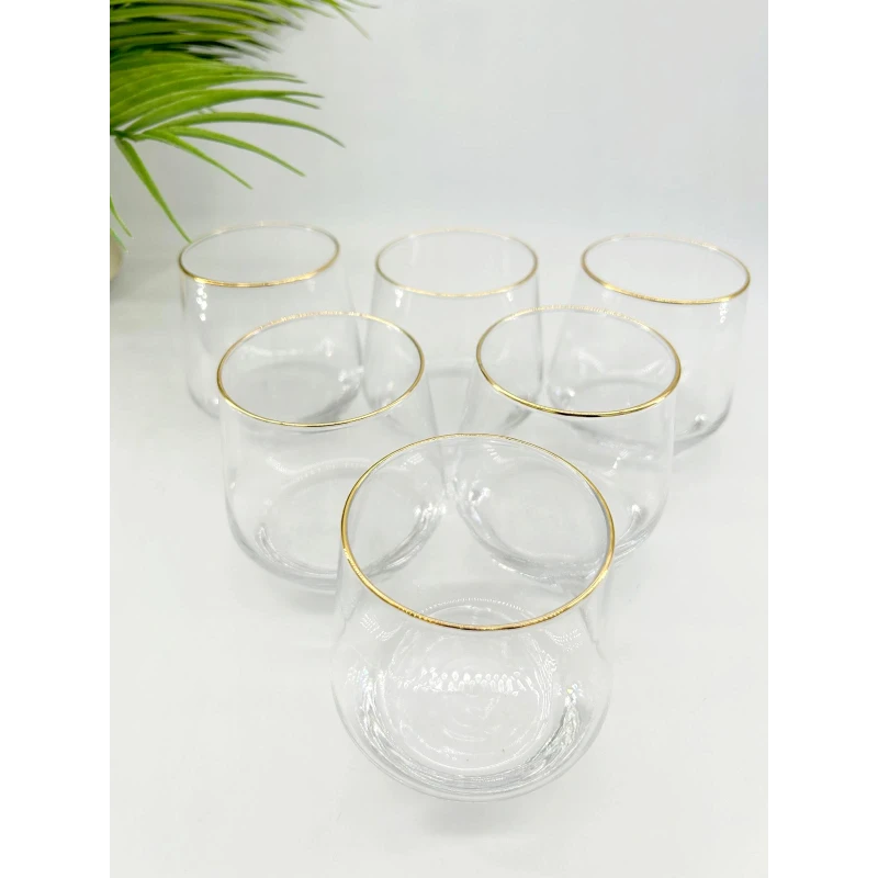Verre cylindrique avec liseré doré – 330 ml, élégance minimaliste