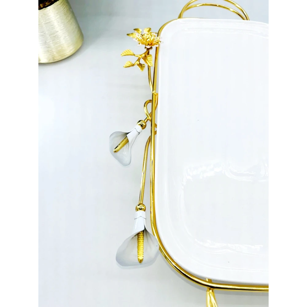 Plat de Présentation Rectangulaire en Porcelaine avec Poignées