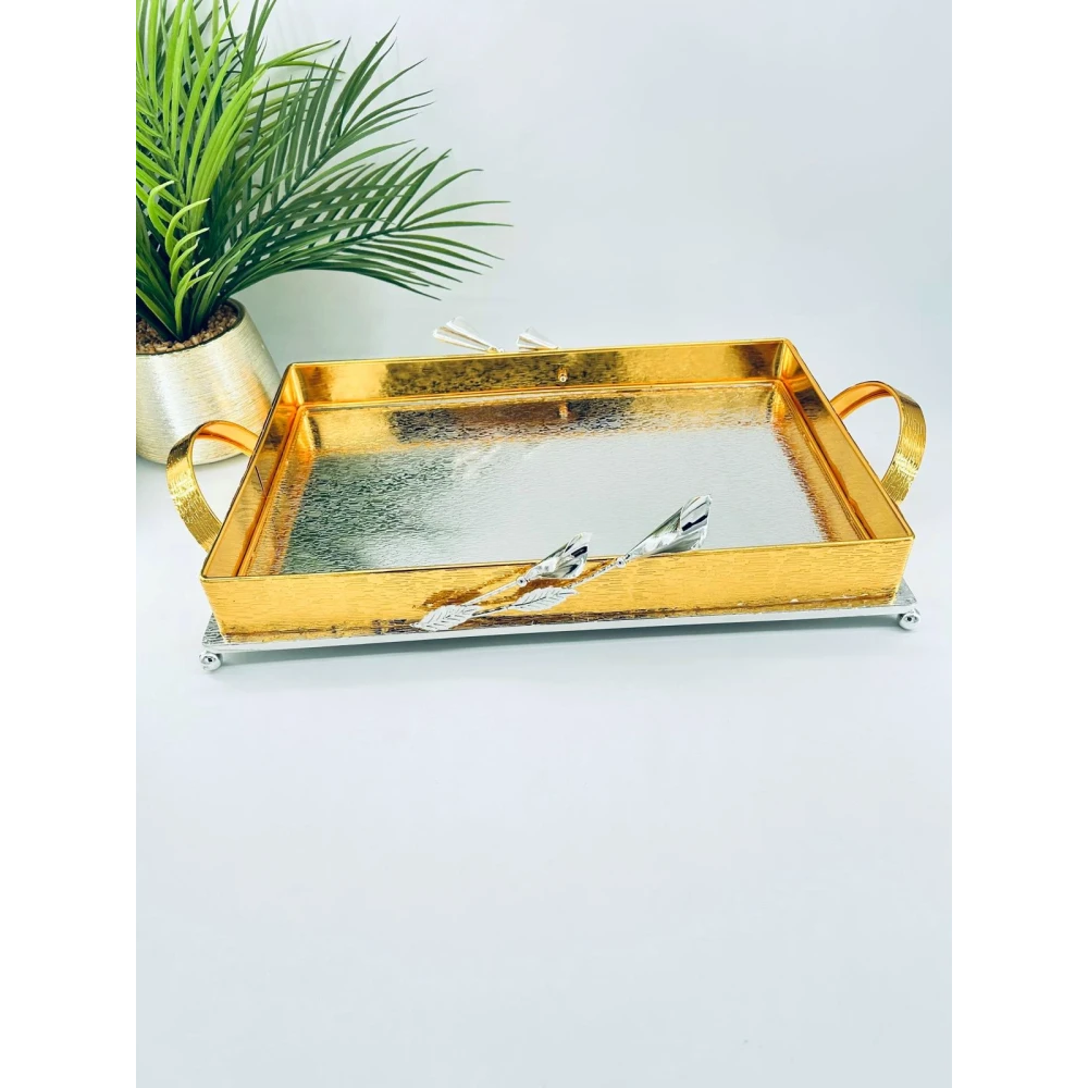 Plateau Rectangulaire Doré & Argenté