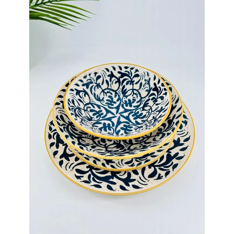 Service de Table Andalous en Grès – Bleu Méditerranéen
