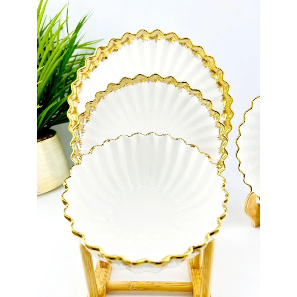 Service de Table Éclat Doré – 24 Pièces en Porcelaine