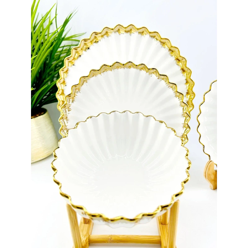 Service de Table Éclat Doré – 24 Pièces en Porcelaine