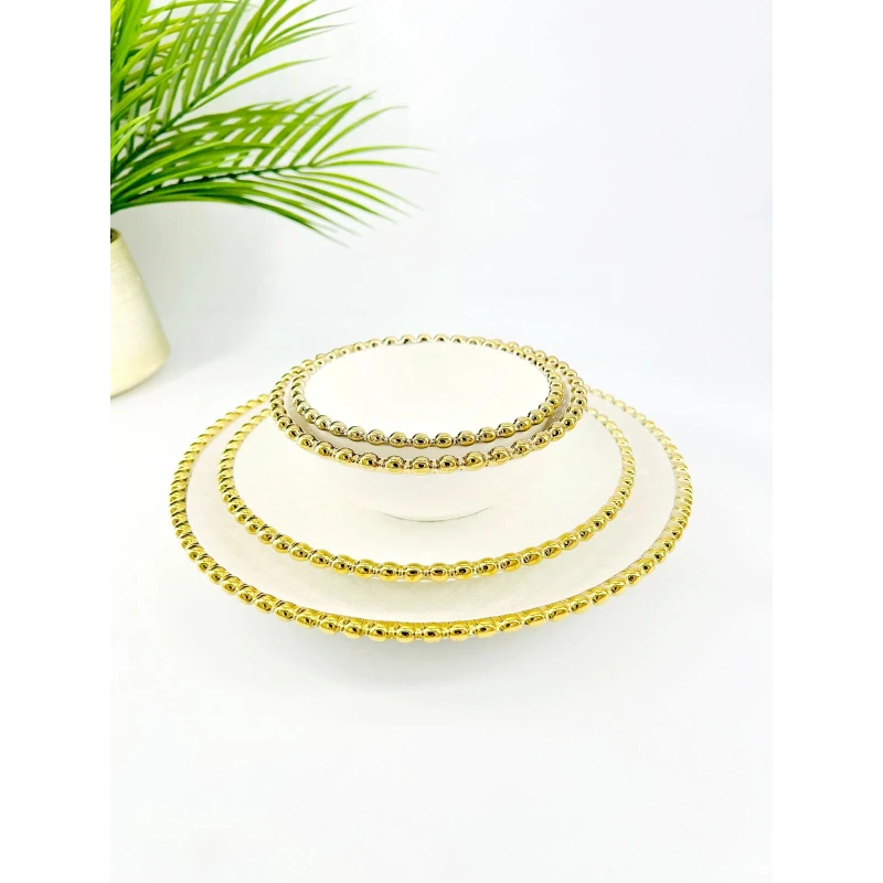 Service de Table Perles d’Or – 24 Pièces
