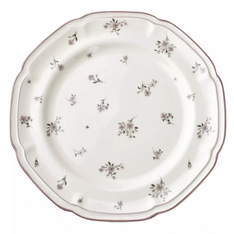 Assiette plate – Porcelaine fine à motif floral (27 x 27 x 2,5 cm)