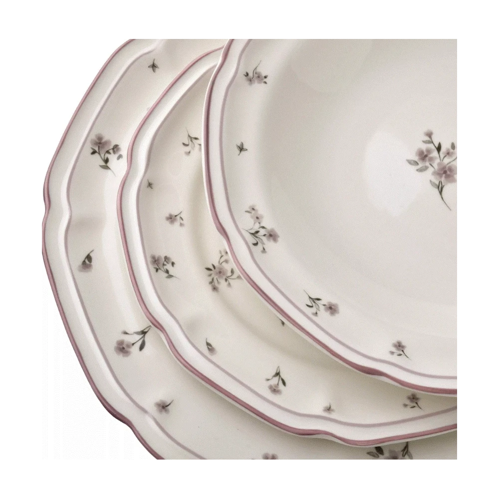 Assiette plate – Porcelaine fine à motif floral (27 x 27 x 2,5 cm)