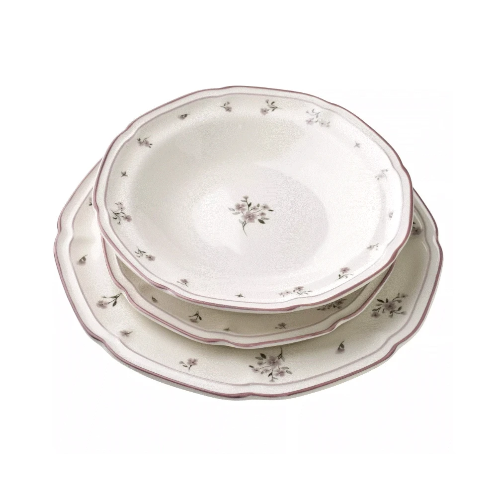 Assiette plate – Porcelaine fine à motif floral (27 x 27 x 2,5 cm)