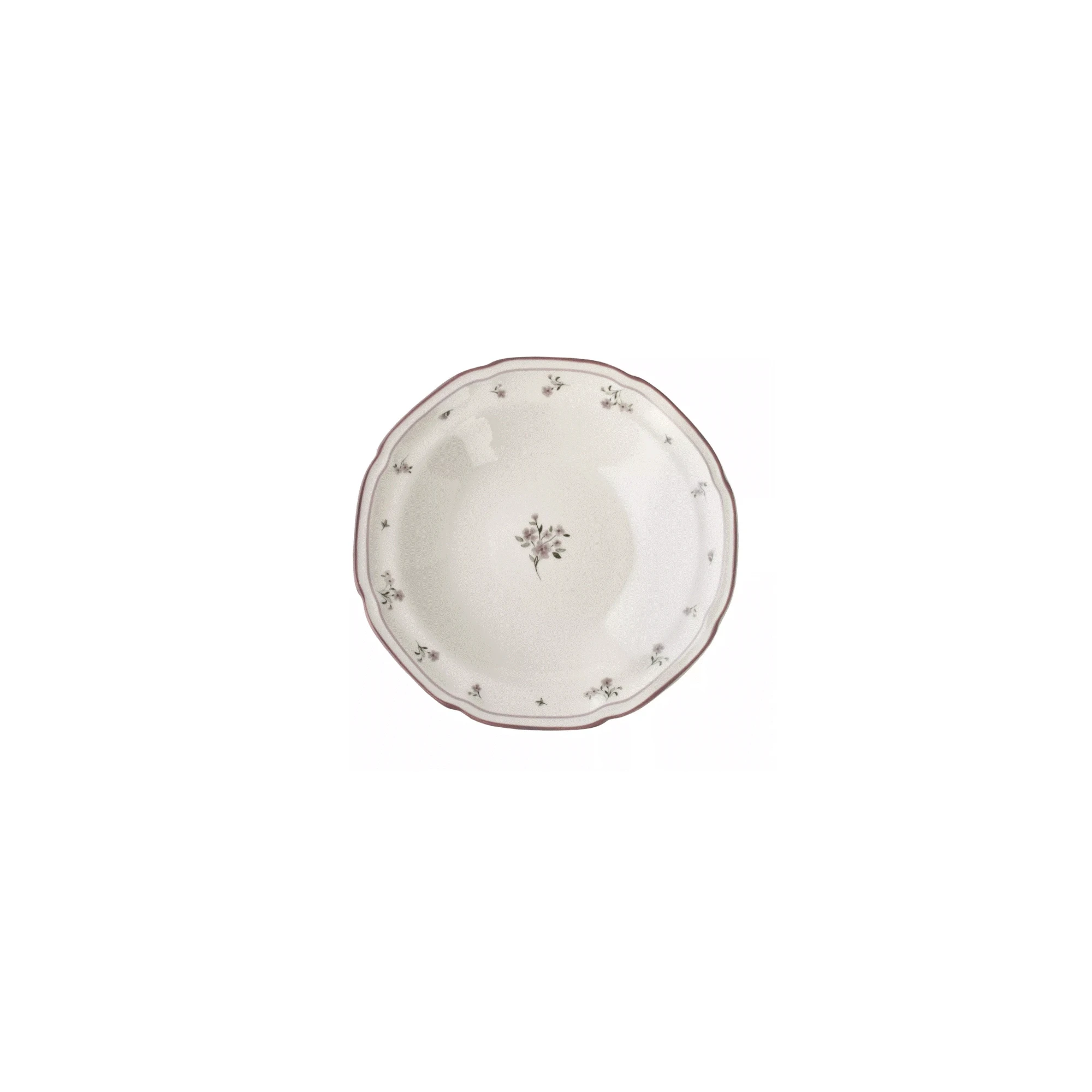 Assiette creuse – Porcelaine fine à motif floral (22 x 22 x 3,8 cm – 300 ml)