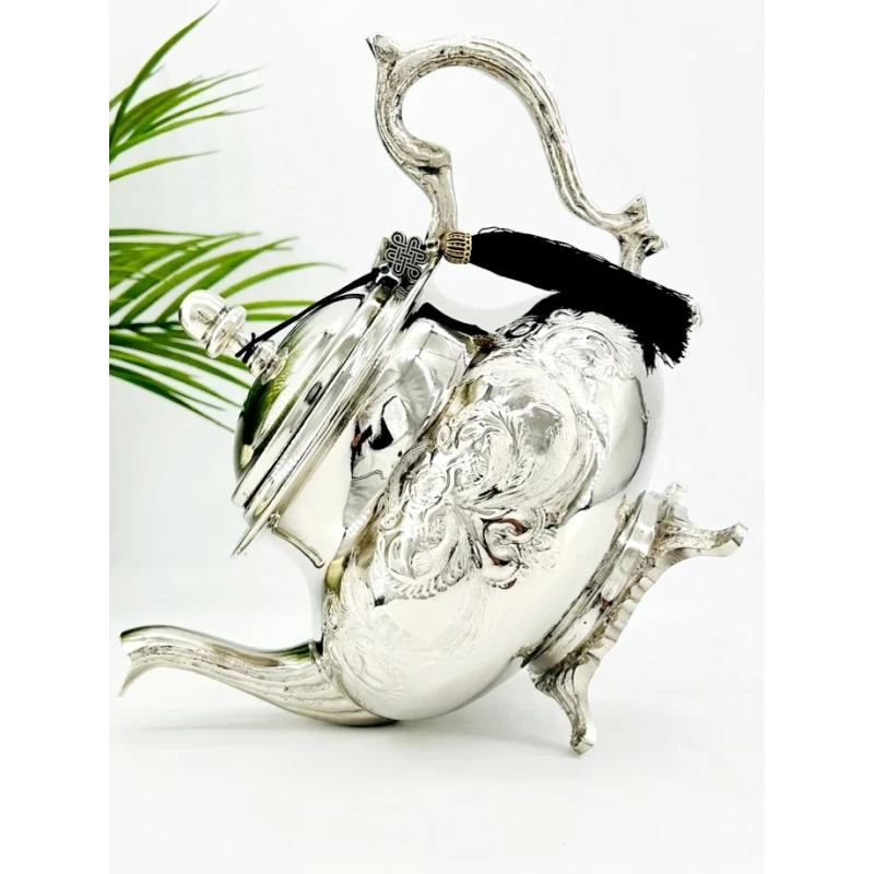 Théière artisanale en cuivre nickelé – Manchester Royal - 20 cm