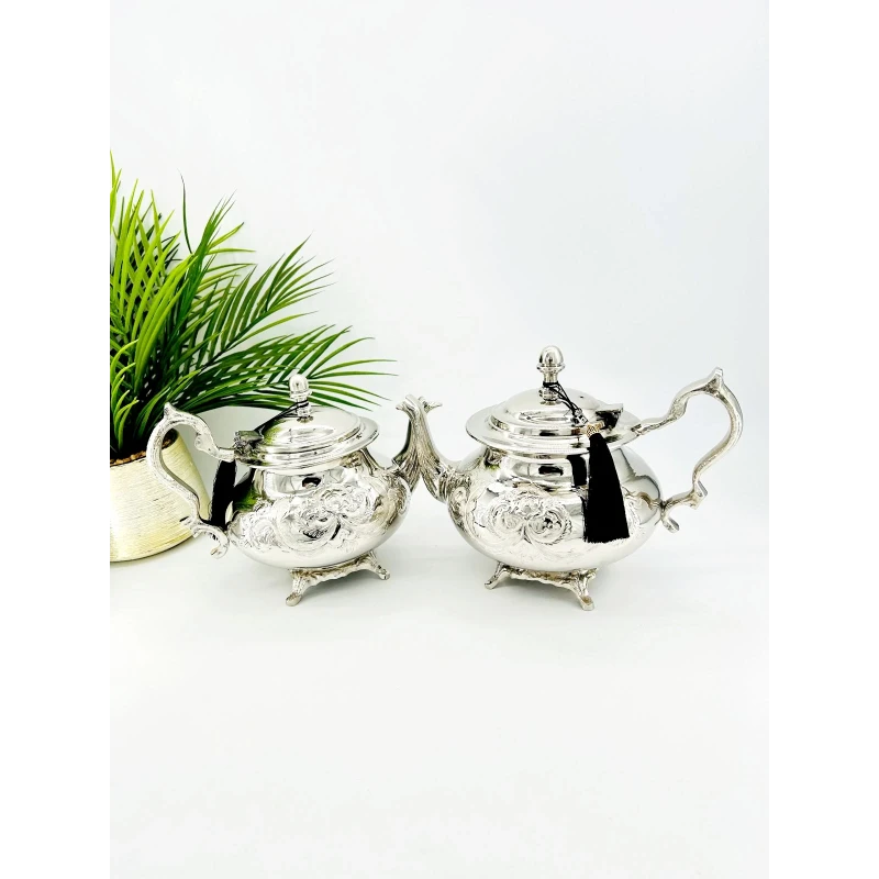 Théière artisanale en cuivre nickelé – Manchester Royal - 19 cm