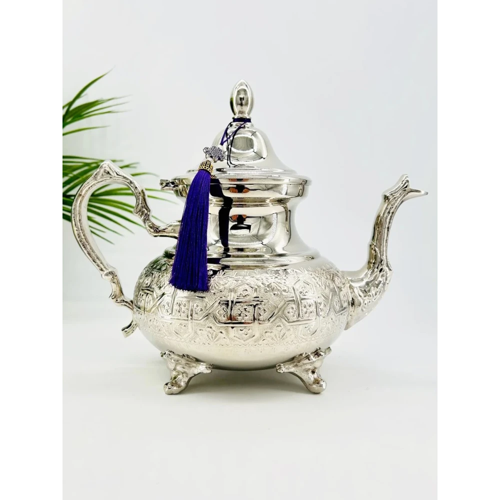 Théière artisanale en cuivre nickelé – Manchester Royal - 23 cm