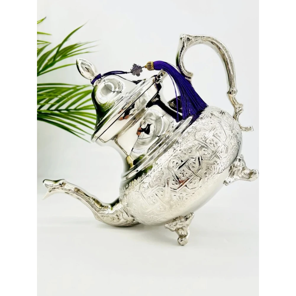 Théière artisanale en cuivre nickelé – Manchester Royal - 23 cm