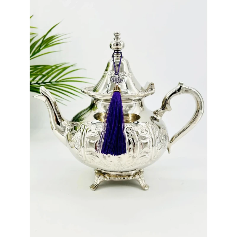 Théière artisanale en cuivre nickelé – Manchester Royal - 23 cm