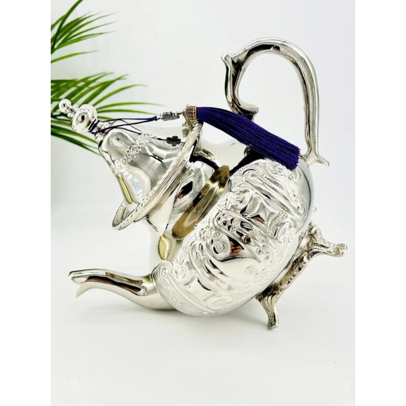 Théière artisanale en cuivre nickelé – Manchester Royal - 23 cm