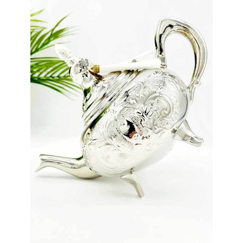 Théière artisanale en cuivre nickelé – Manchester Royal - 19 cm