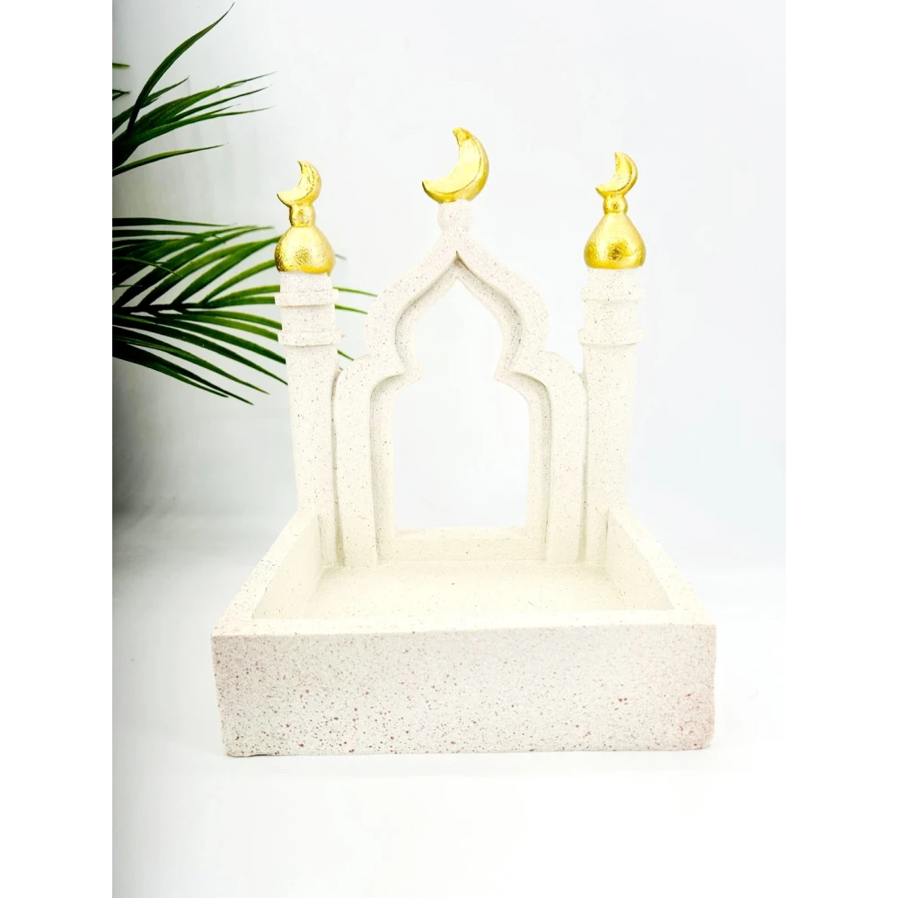 Présentoir décoratif Ramadan – Arche orientale blanc et or