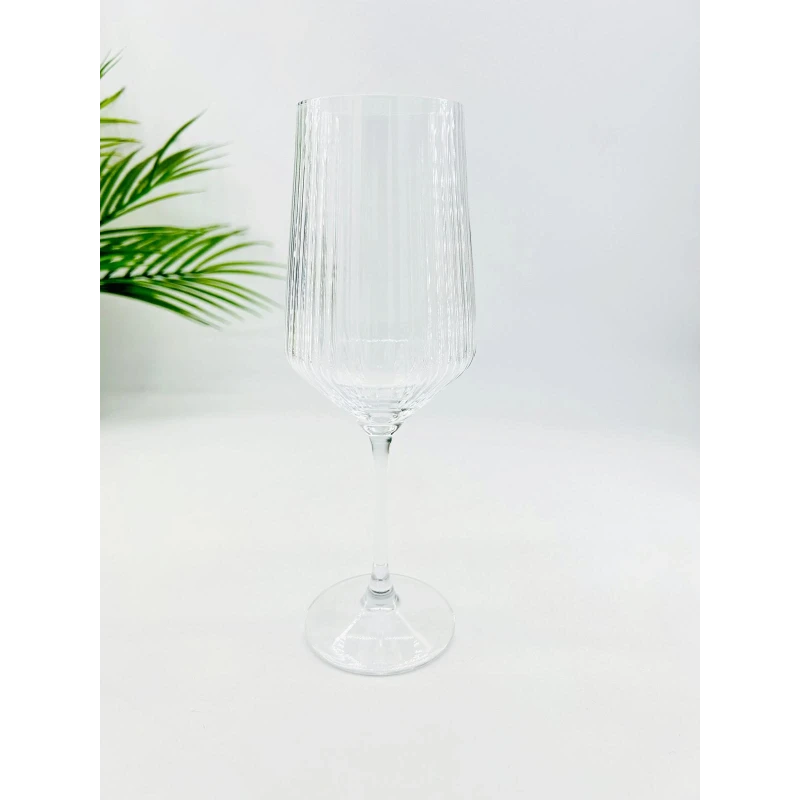 Ensemble de 6 verres sur pied en verre strié