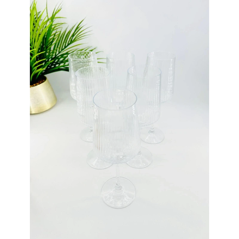 Ensemble de 6 verres sur pied en verre strié