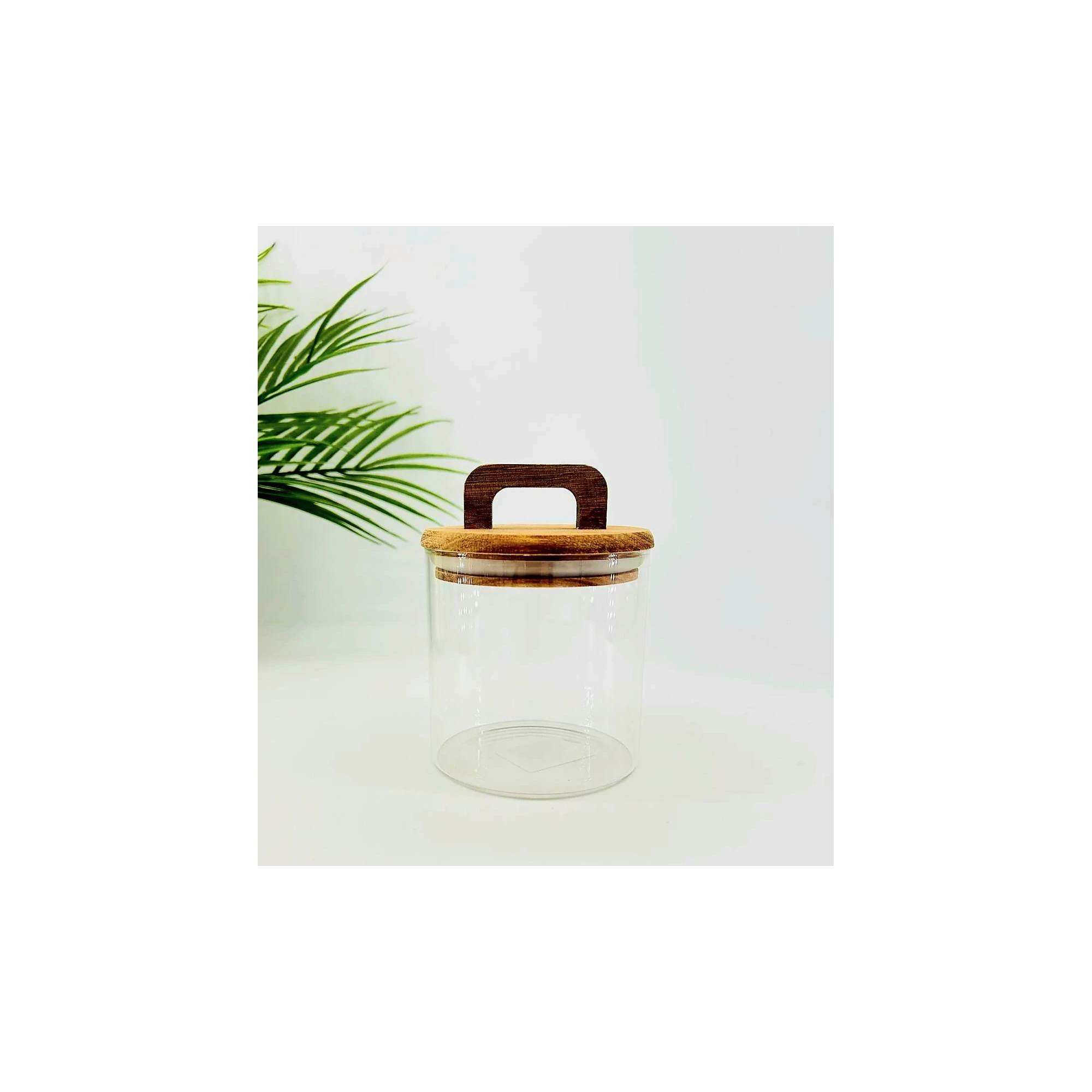 Bol en verre avec couvercle en bois d’acacia – 0,7 L