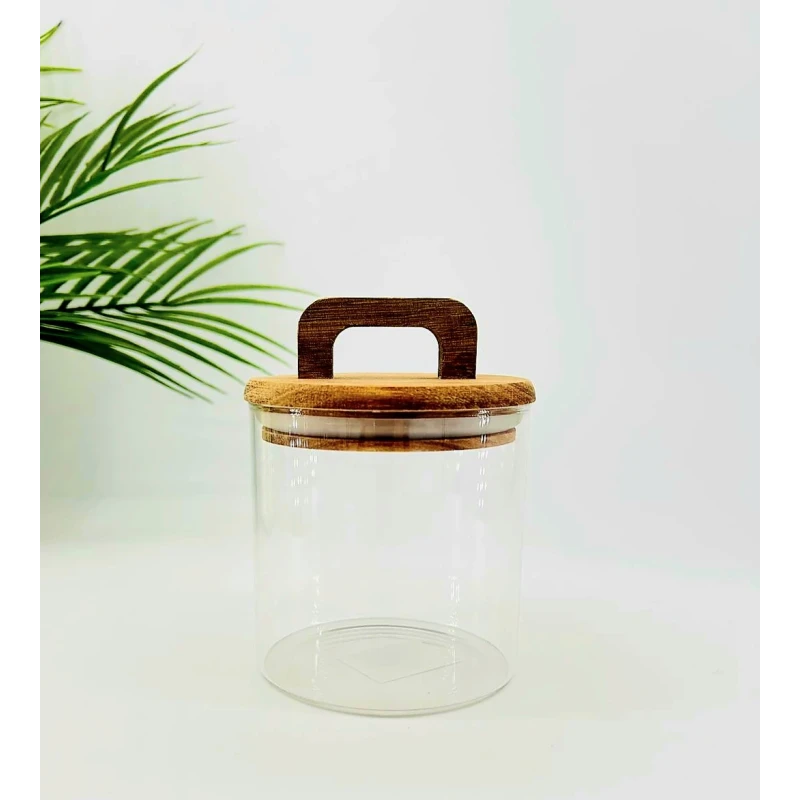 Bol en verre avec couvercle en bois d’acacia – 0,7 L