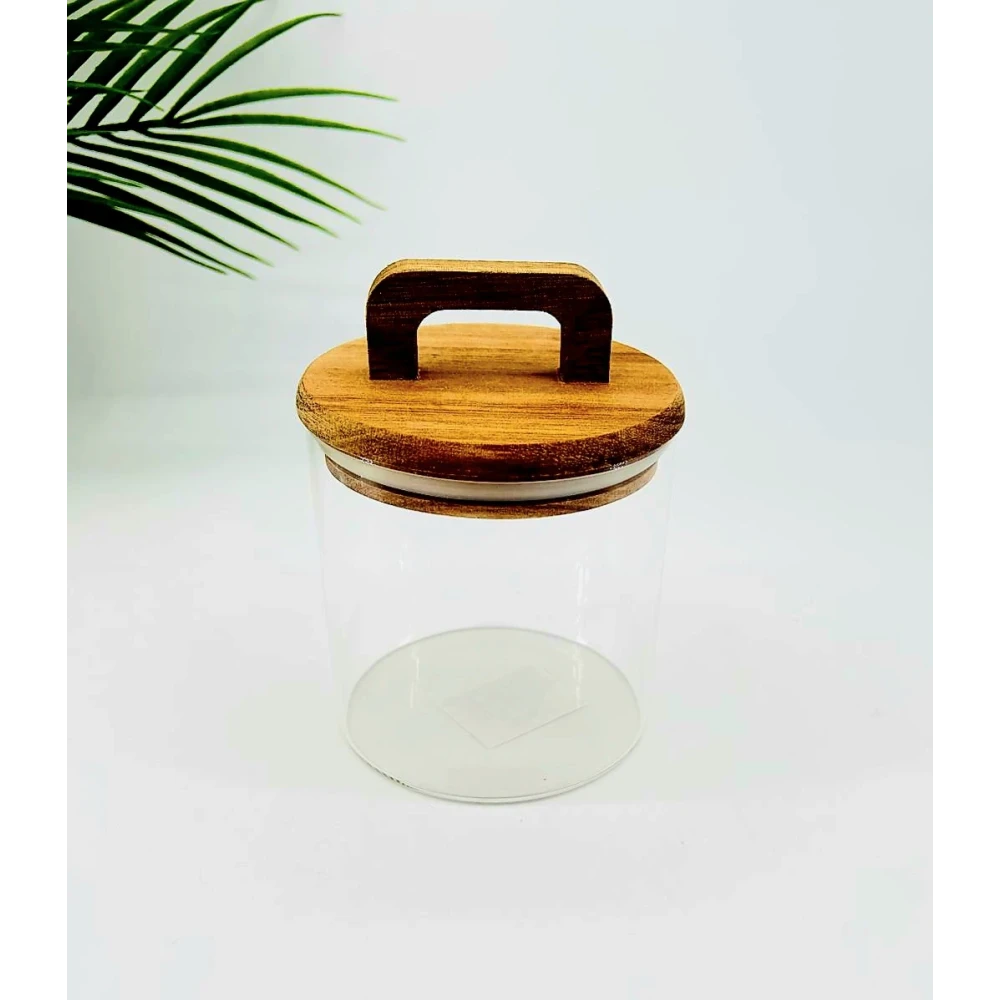 Bol en verre avec couvercle en bois d’acacia – 0,7 L