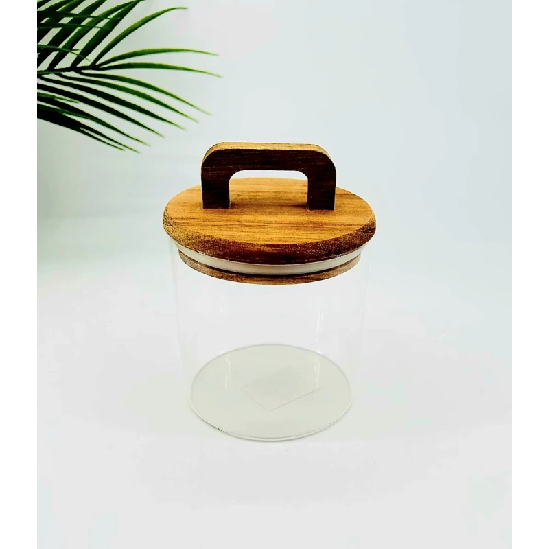 Bol en verre avec couvercle en bois d’acacia – 0,7 L