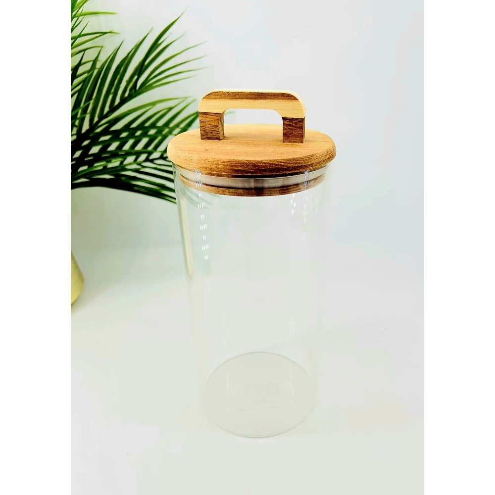 Bol en verre avec couvercle en bois d’acacia – 1,5 L