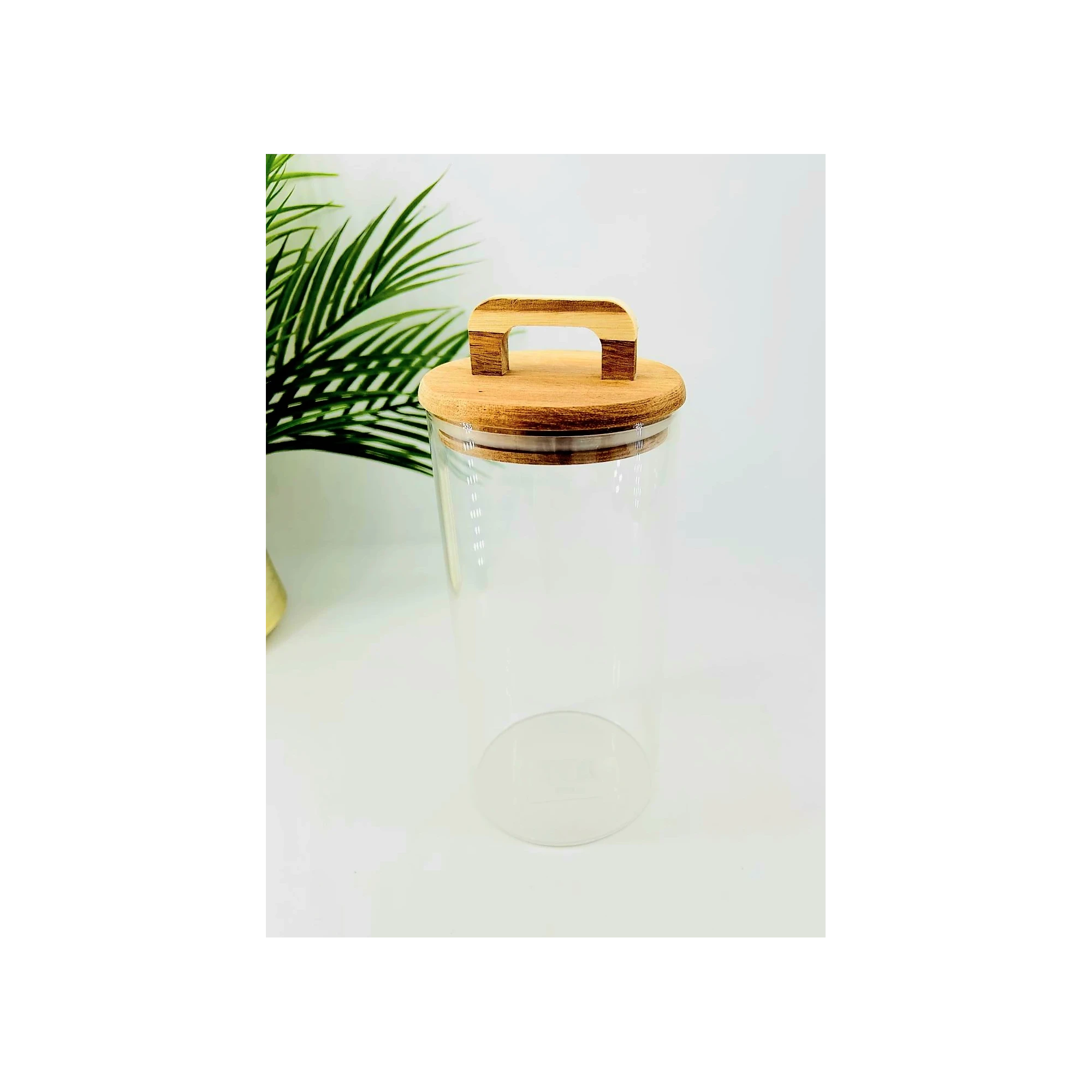 Bol en verre avec couvercle en bois d’acacia – 1,5 L