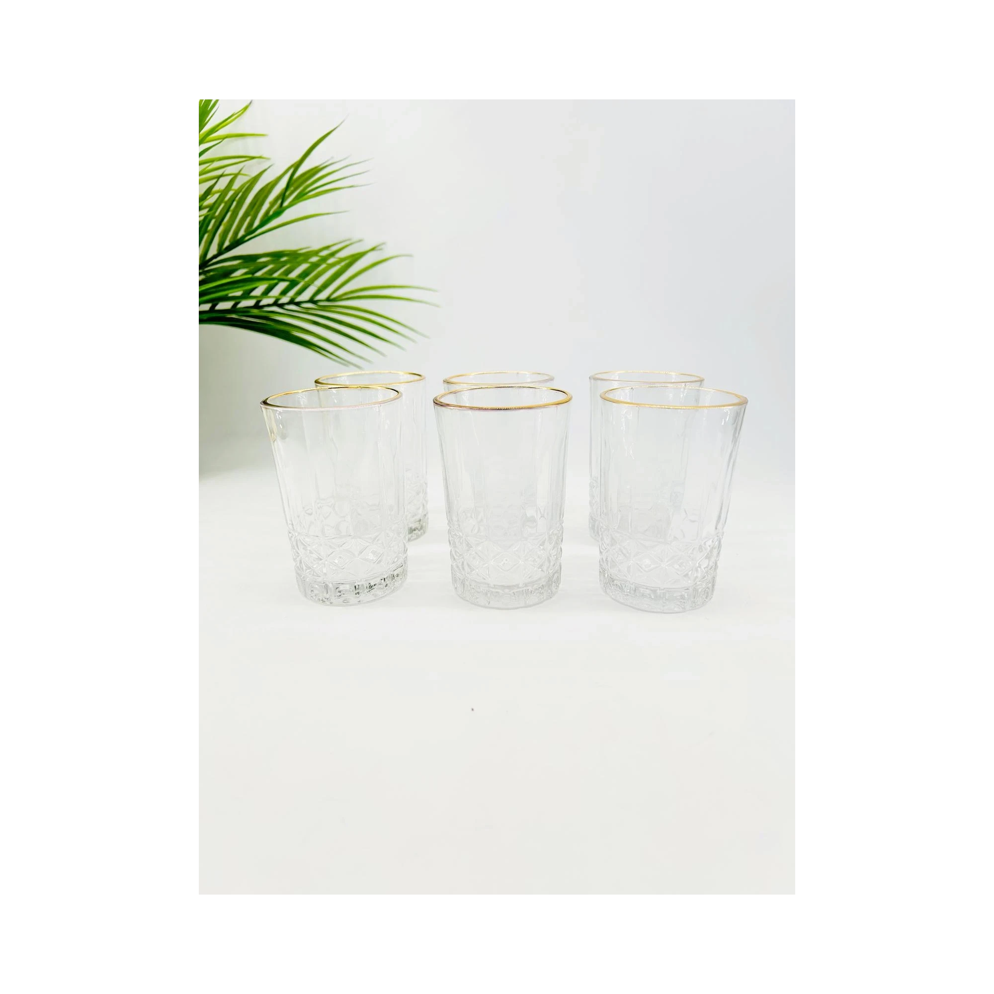 Set de 6 verres à thé en verre avec liseré doré – 270 ml