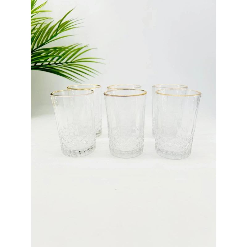 Set de 6 verres à thé en verre avec liseré doré – 270 ml