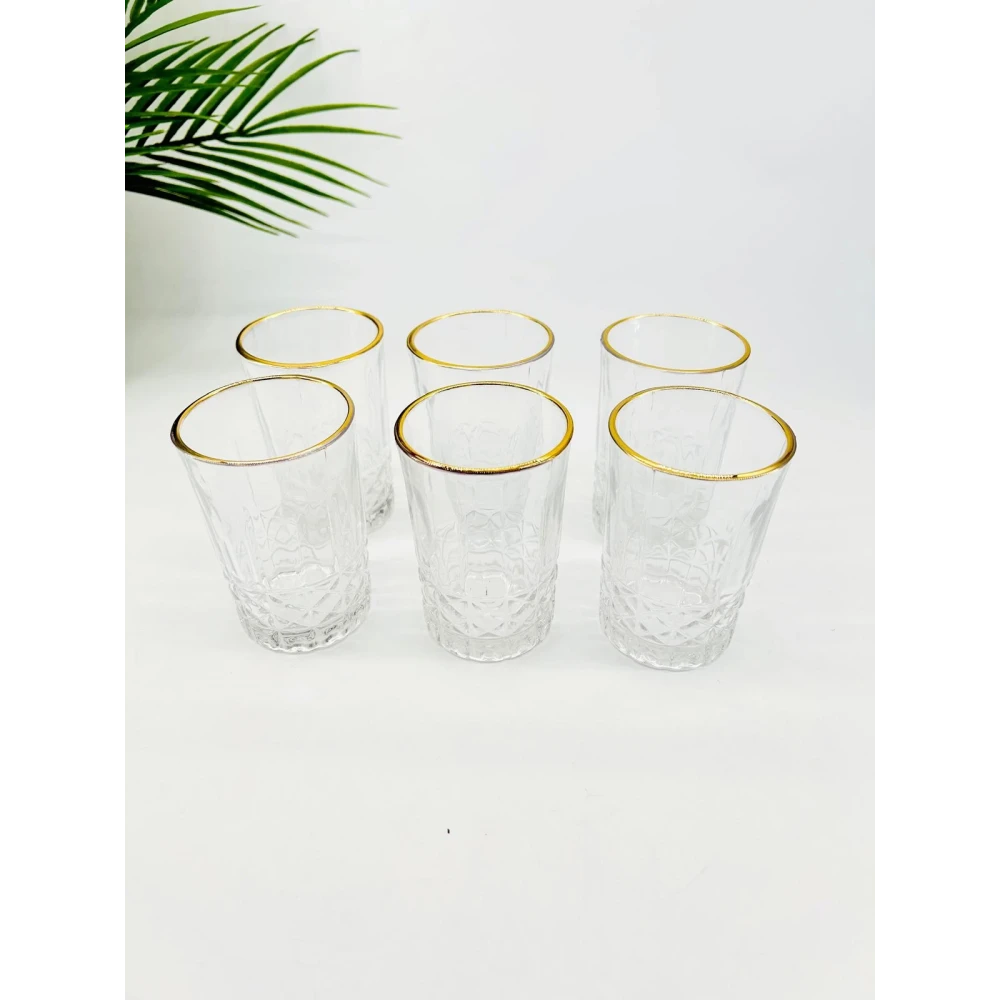 Set de 6 verres à thé en verre avec liseré doré – 270 ml