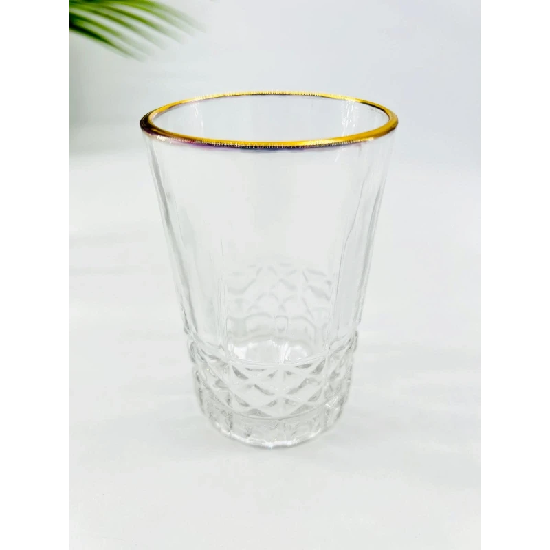 Set de 6 verres à thé en verre avec liseré doré – 270 ml