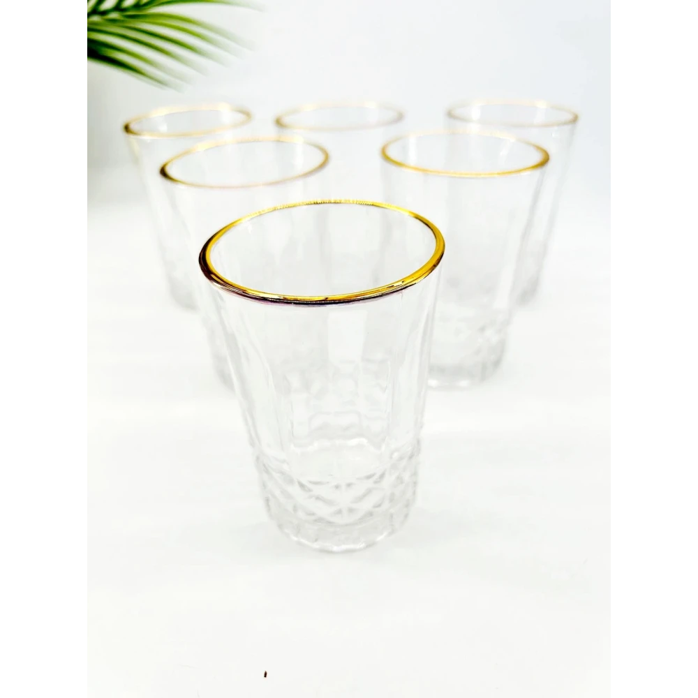 Set de 6 verres à thé en verre avec liseré doré – 270 ml
