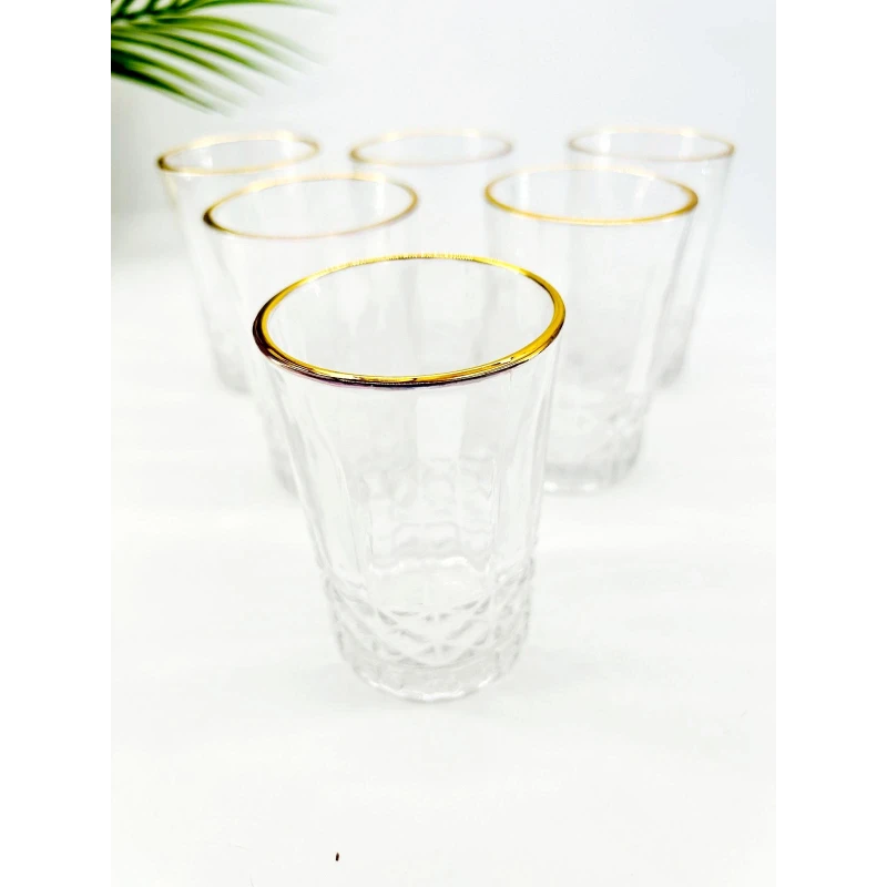 Set de 6 verres à thé en verre avec liseré doré – 270 ml
