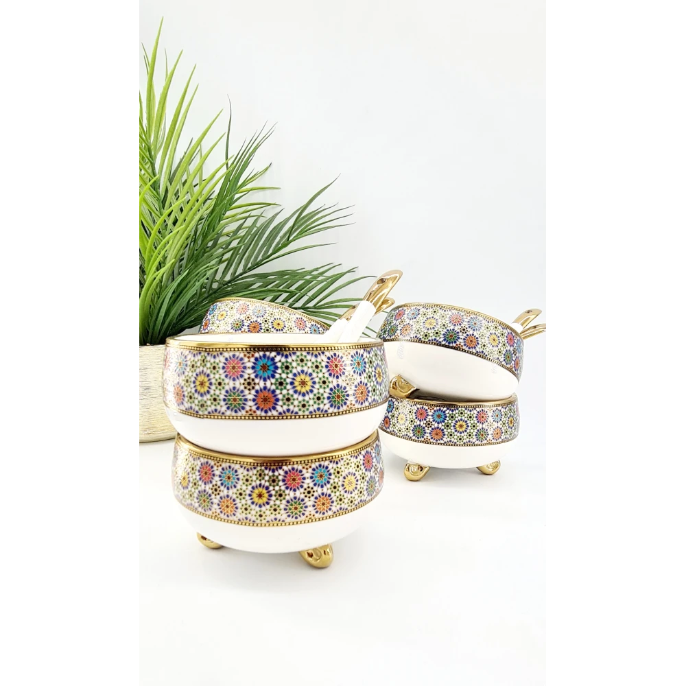 Service Oriental Arabesque – Ensemble de 7 bols en porcelaine