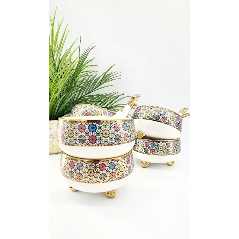 Service Oriental Arabesque – Ensemble de 7 bols en porcelaine