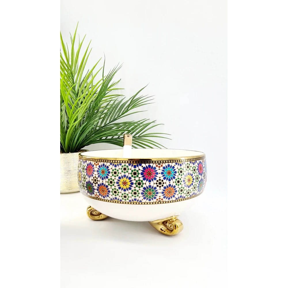 Service Oriental Arabesque – Ensemble de 7 bols en porcelaine