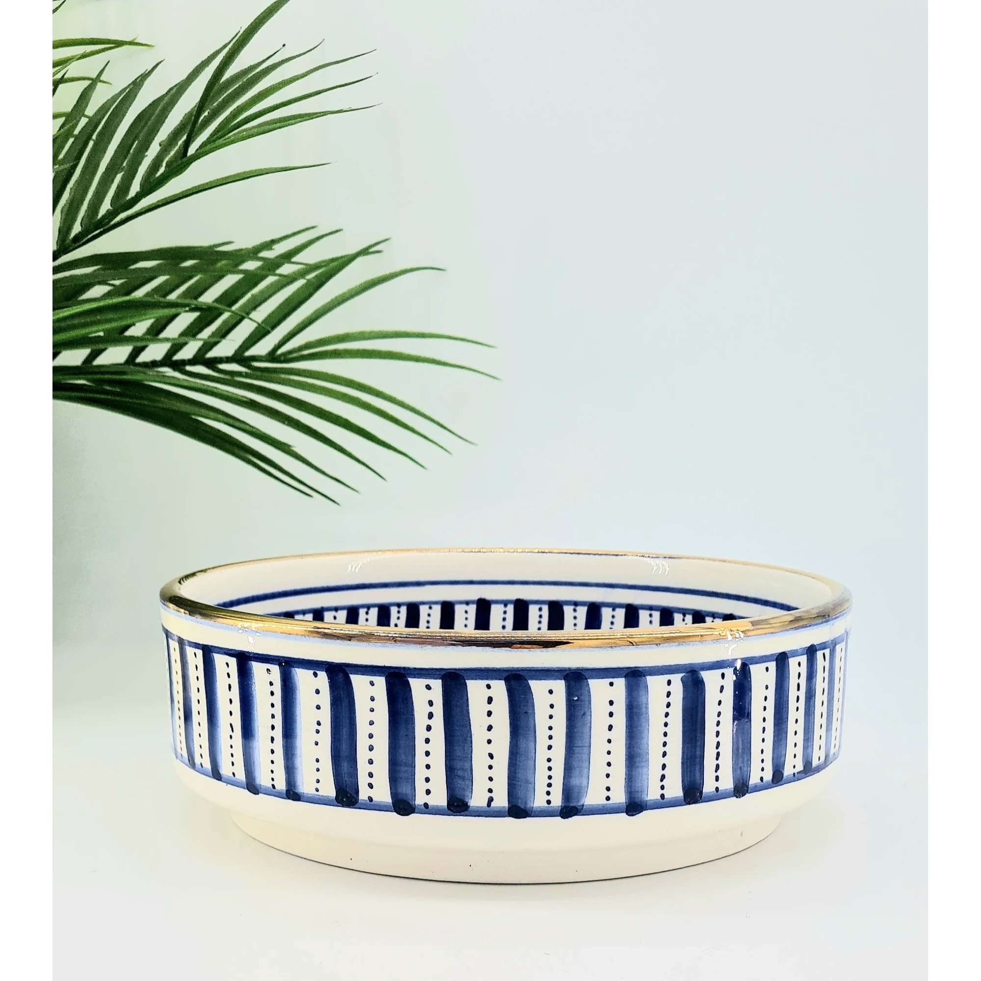 Rondelle en porcelaine de Safi – Liseré or 12 carats