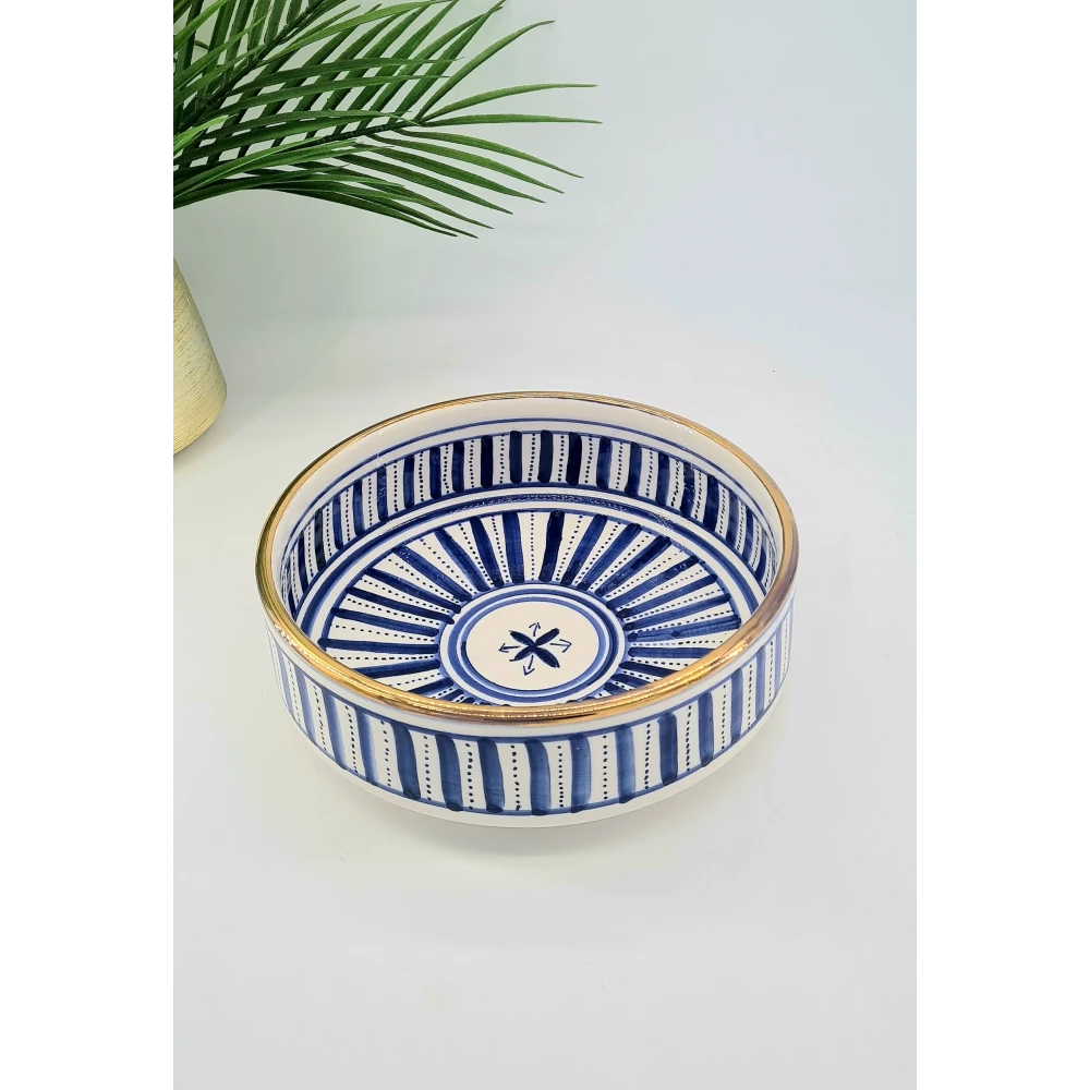 Rondelle en porcelaine de Safi – Liseré or 12 carats