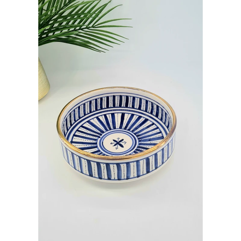 Rondelle en porcelaine de Safi – Liseré or 12 carats