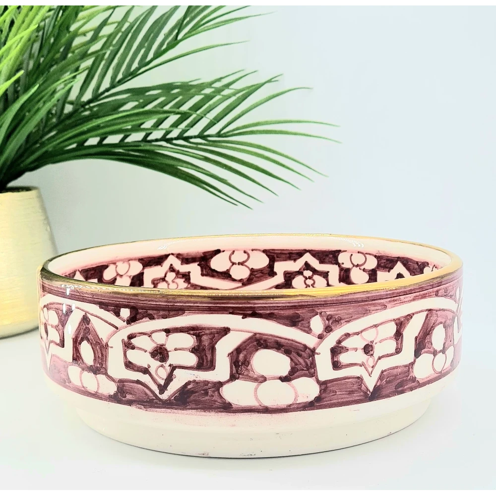 Rondelle en porcelaine de Safi – Liseré or 12 carats