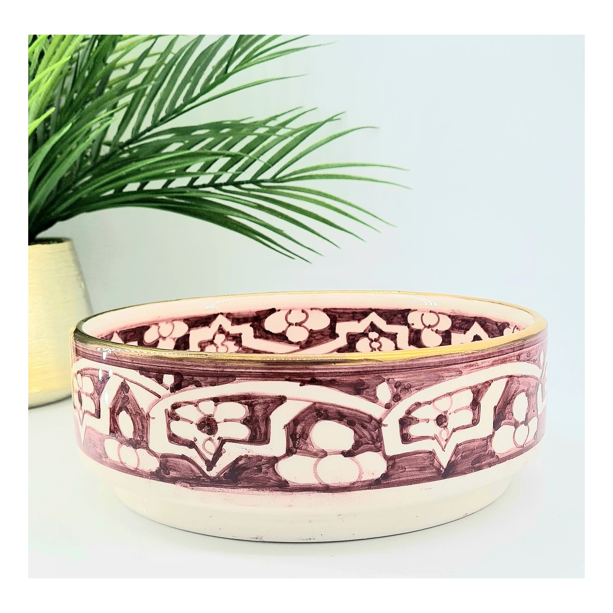 Rondelle en porcelaine de Safi – Liseré or 12 carats